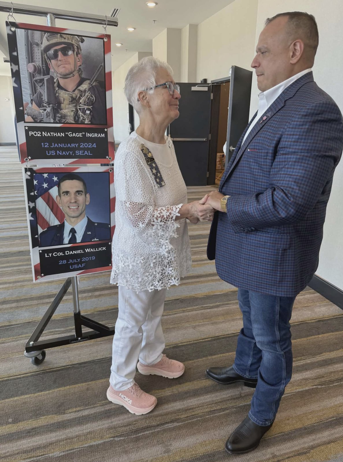 Eric Rush with a Gold Star mother